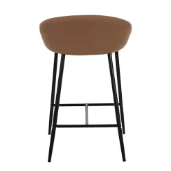Brown Faux Leather Low Counter Stools, Set of 2