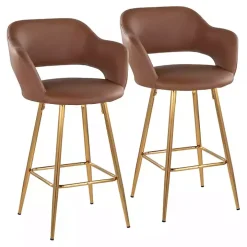 Brown Faux Leather Marge Counter Stools, Set of 2