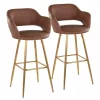 Brown Faux Leather Marge Bar Stools, Set of 2