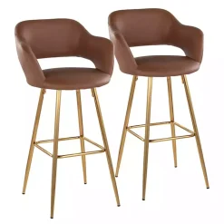 Brown Faux Leather Marge Bar Stools, Set of 2