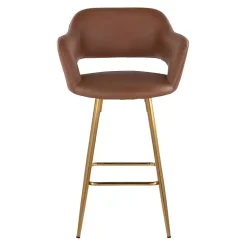 Brown Faux Leather Marge Counter Stools, Set of 2