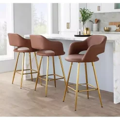 Brown Faux Leather Marge Counter Stools, Set of 2