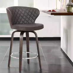 Brown Faux Leather Mynette Swivel Stool, 36 in.
