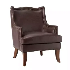 Brown Faux Leather Ophelia Accent Chair