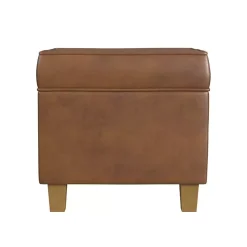 Brown Faux Leather Square Storage Ottoman