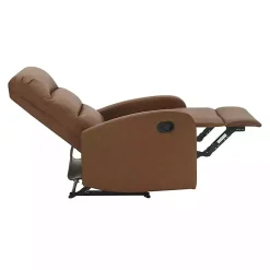 Brown Faux Leather Upholstered Slim Recliner