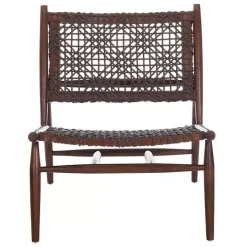 Brown Leather Woven Accent Chair