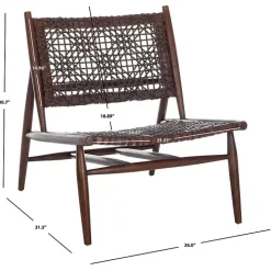 Brown Leather Woven Accent Chair