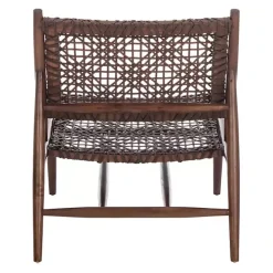 Brown Leather Woven Accent Chair