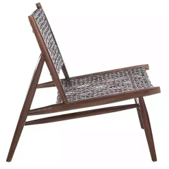Brown Leather Woven Accent Chair