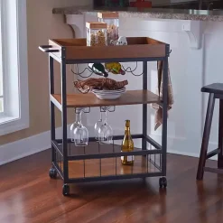 Brown Norcross Industrial Rolling Bar Cart