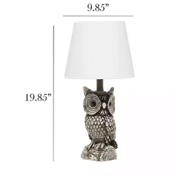 Brown Owl and White Shade Table Lamp