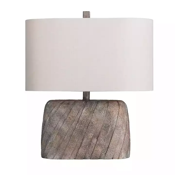 Brown Textured Oval Shade Table Lamp