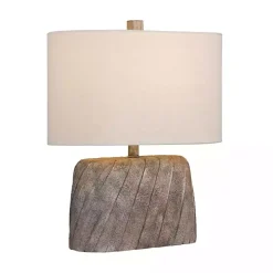 Brown Textured Oval Shade Table Lamp