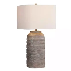 Brown Textured Rectangle Shade Table Lamp