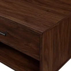 Brown Wood & Black Metal Hairpin Legs Coffee Table