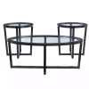 Brown Wood & Glass Top 3-pc. Table Set