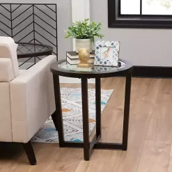 Brown Wood & Glass Top 3-pc. Table Set