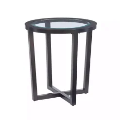 Brown Wood & Glass Top 3-pc. Table Set