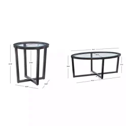 Brown Wood & Glass Top 3-pc. Table Set