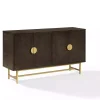 Brown Wood & Gold Metal Sideboard