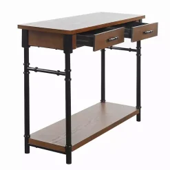 Brown Wood and Black Metal Ruth Console Table