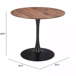Brown Wood and Black Metal Bistro Dining Table