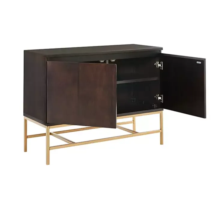 Brown Wood and Gold Martha Stewart Cabinet