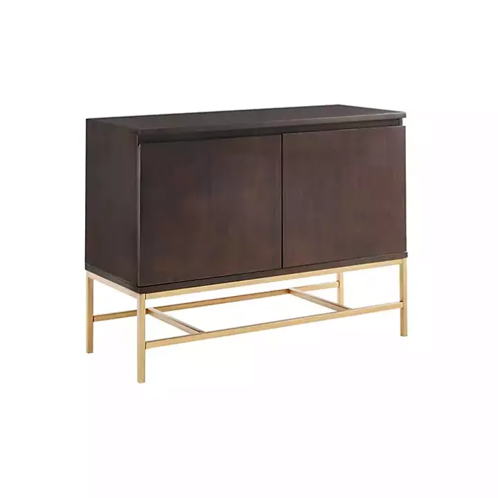 Brown Wood and Gold Martha Stewart Cabinet