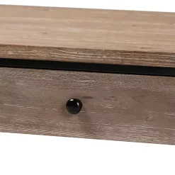 Brown Wood and Metal 2-Drawer Coffee Table