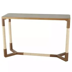 Brown Wood and Rope Geometric Console Table