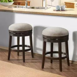 Brown Wood Backless Swivel 2-pc. Counter Stool Set