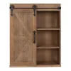 Brown Wood Barn Door 5-Shelf Wall Cabinet