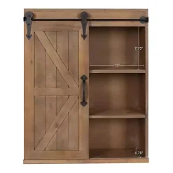 Brown Wood Barn Door 5-Shelf Wall Cabinet