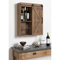 Brown Wood Barn Door 5-Shelf Wall Cabinet