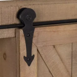 Brown Wood Barn Door 5-Shelf Wall Cabinet