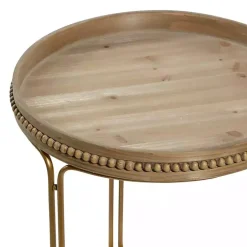 Brown Wood Beaded Nesting Side Tables, Set of 2