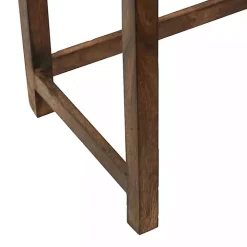 Brown Wood Carved Floral Nesting Tables, Set of 2