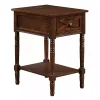Brown Wood Charging Traditional Accent Table