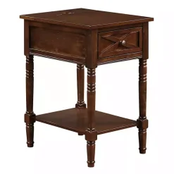 Brown Wood Charging Traditional Accent Table