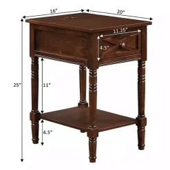 Brown Wood Charging Traditional Accent Table