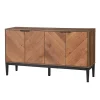 Brown Wood Chevron 4-Door Sideboard