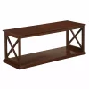 Brown Wood Double X Sides Coffee Table