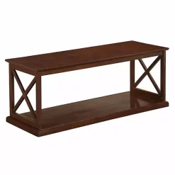 Brown Wood Double X Sides Coffee Table