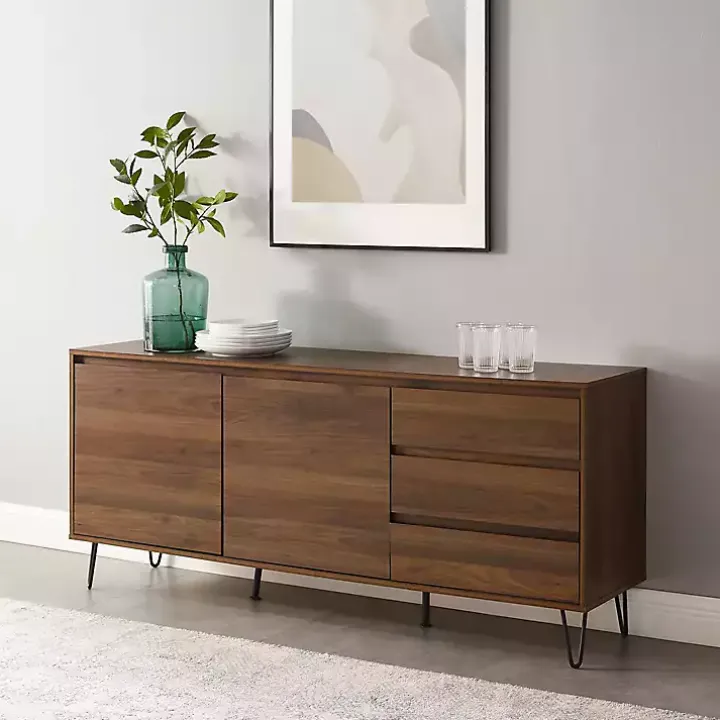 Brown Wood Hairpin Legs Media Cabinet