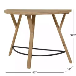 Brown Wood Half Round Console Table
