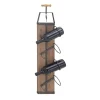 Brown Wood Panel Black Metal Wine Rack