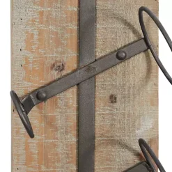 Brown Wood Panel Black Metal Wine Rack