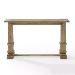 Brown Wood Pedestal Base Console Table