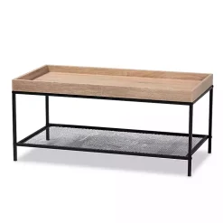Brown Wood Raised Edge Coffee Table